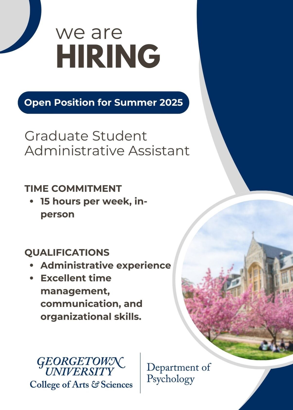 Graduate Assistant Post Hiring a Graduate Admin Assistant- Apply Now! | Department of ...