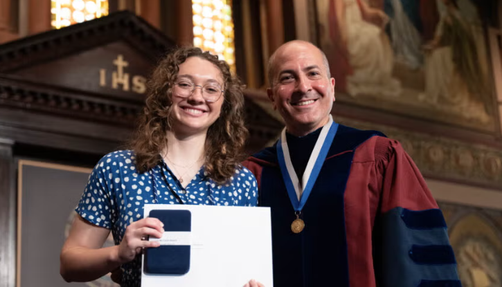 Evan Bianchi (C'25) and Andrew Sobanet, interim dean